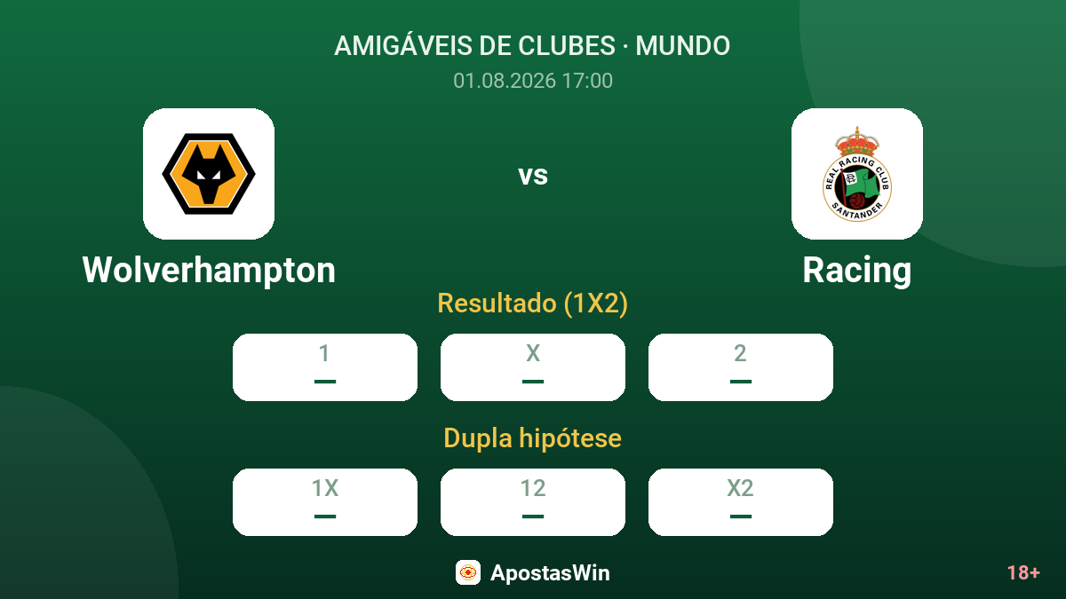 Wolverhampton vs Racing — odds