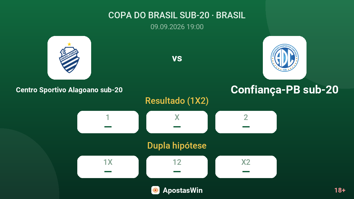 Centro Sportivo Alagoano sub-20 – Confiança-PB sub-20 — odds