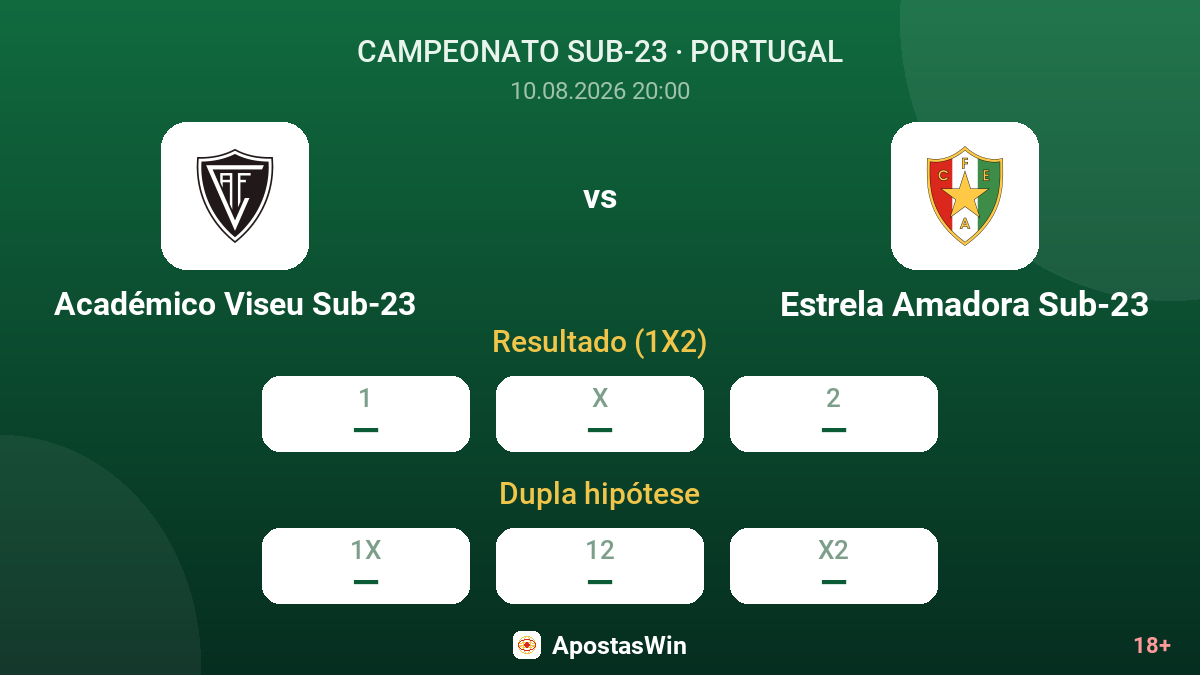 Académico Viseu Sub-23 – Estrela Amadora Sub-23 — odds