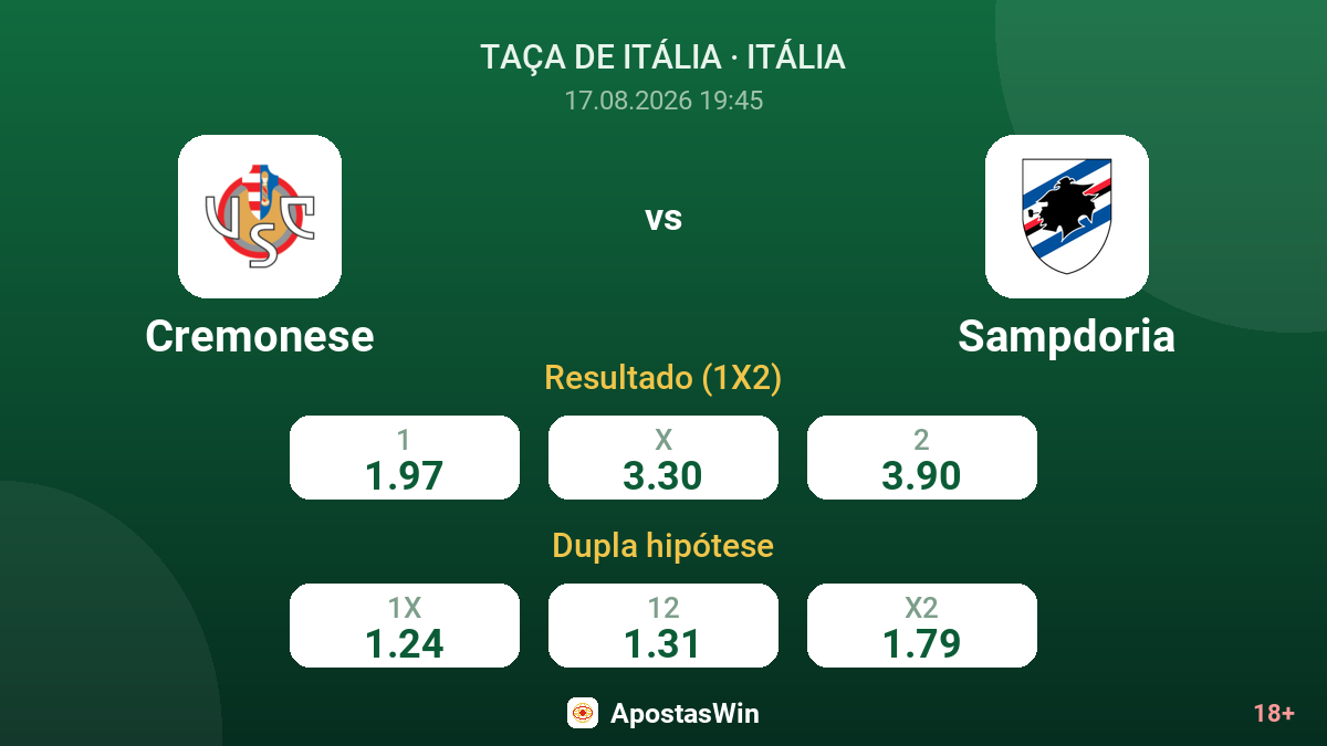 Cremonese – Sampdoria — odds