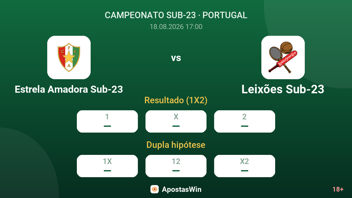 Estrela Amadora Sub-23 – Leixões Sub-23 — odds