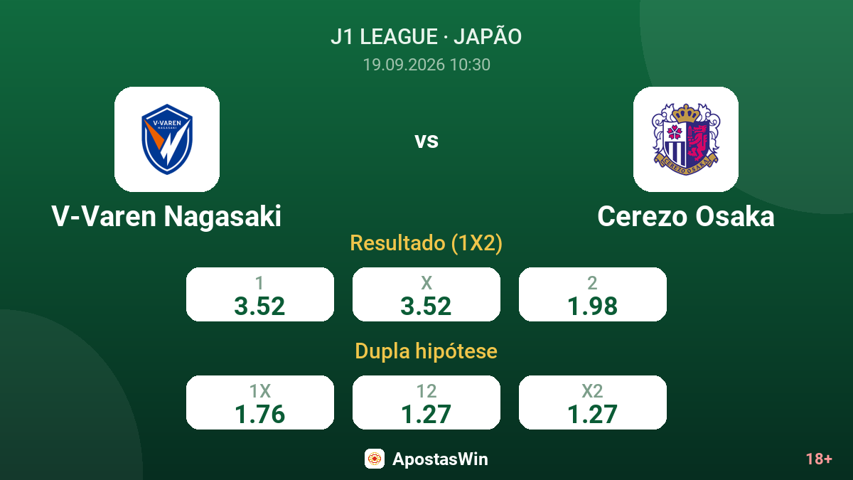 V-Varen Nagasaki – Cerezo Osaka — odds