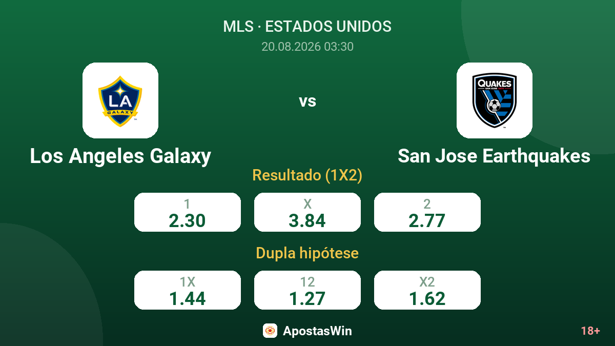 Los Angeles Galaxy – San Jose Earthquakes — odds