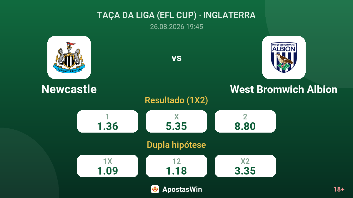 Newcastle – West Bromwich Albion — odds