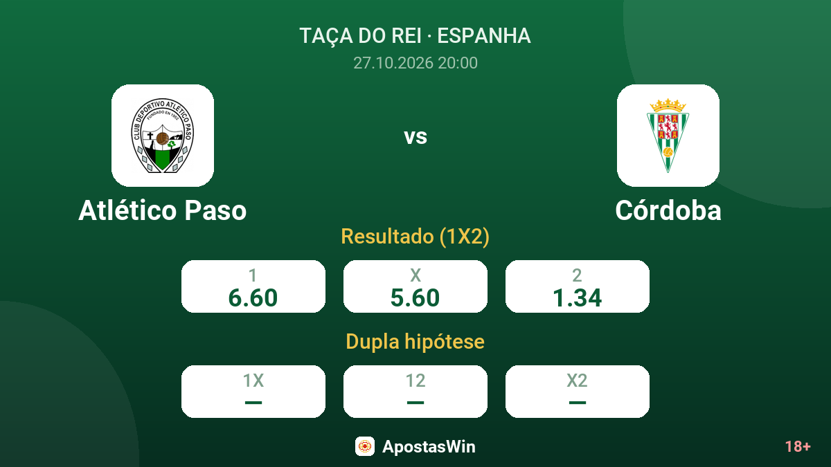 Atlético Paso – Córdoba — odds