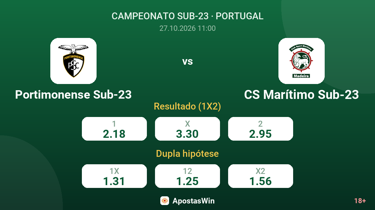Portimonense Sub-23 – CS Marítimo Sub-23 — odds