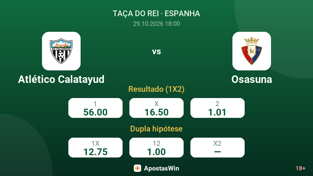 Atlético Calatayud – Osasuna — odds