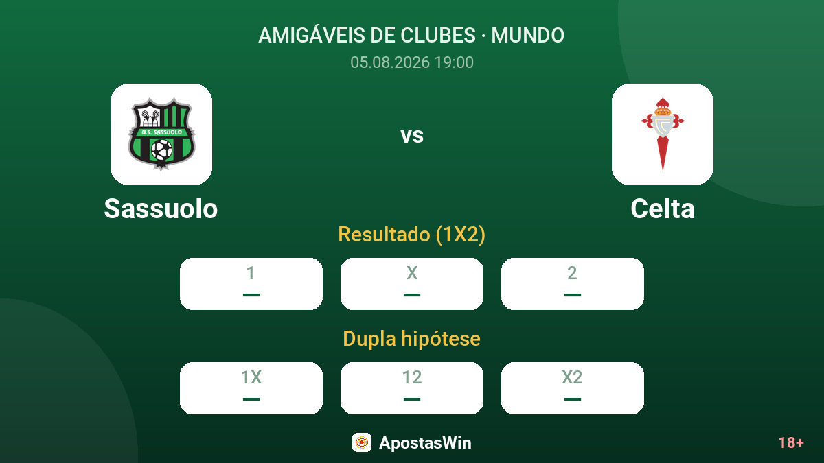 Sassuolo vs Celta — odds