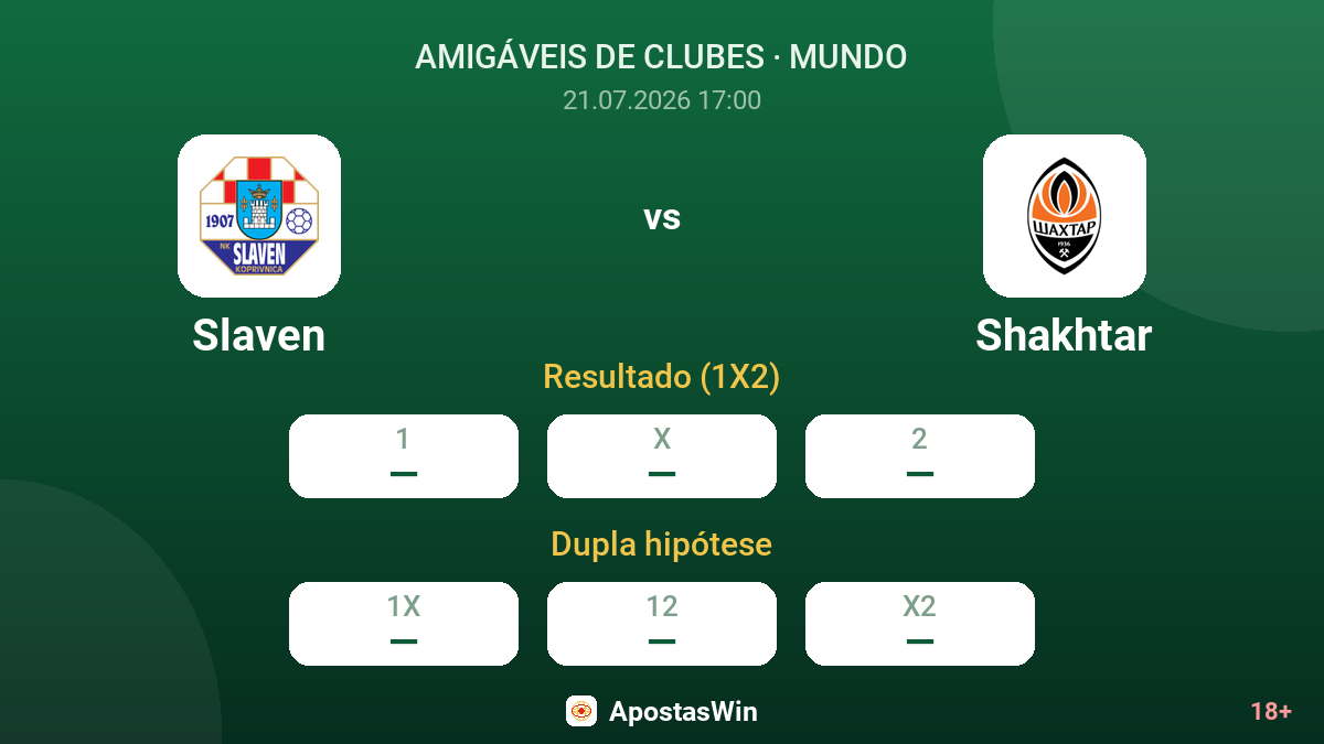 Slaven vs Shakhtar — odds